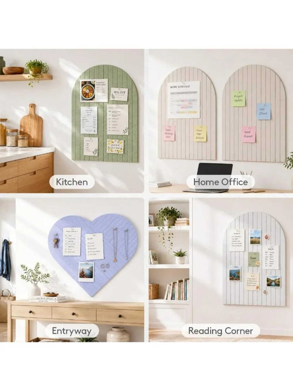 6-Pack Arched Felt Bulletin Board Panels, Self-Adhesive Wall Decor, Office